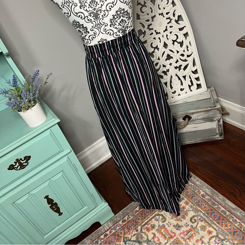 Torrid Striped Maxi Skirt Size 1 Pull On Black Purple - Picture 6 of 10